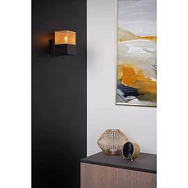 RENATE sienas lampa 10 x 10 cm 1 x E27 misiņa/melna (Lucide)