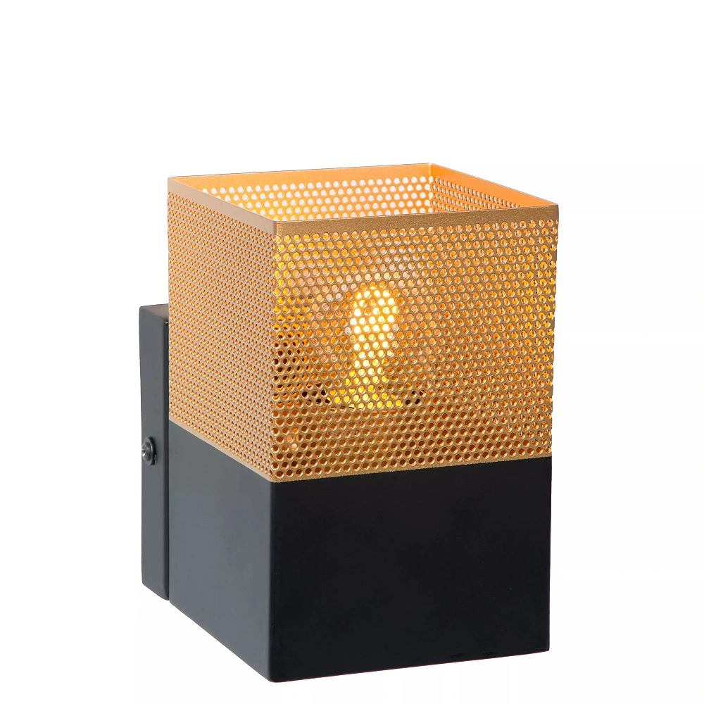 RENATE sienas lampa 10 x 10 cm 1 x E27 misiņa/melna (Lucide)