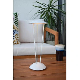 RENEE rechargeable outdoor table lamp Ø12.3 cm LED 2.2W Dim-to-warm IP54 white (Lucide)