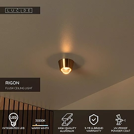RIGON griestu lampa LED 7W 3000K matēta zelta/misiņa (Lucide)