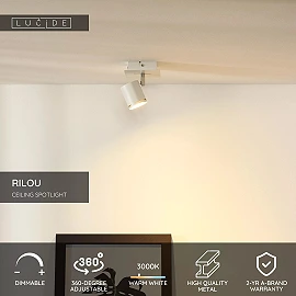 RILOU ceiling spotlight GU10 LED 1x5W 3000K white (Lucide)