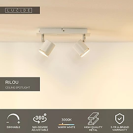 RILOU ceiling spotlight GU10 LED 2x5W 3000K white (Lucide)