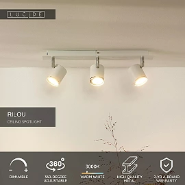 RILOU ceiling spotlight GU10 LED 3x5W 3000K white (Lucide)