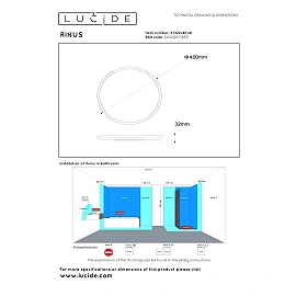 RINUS bathroom LED CCT ceiling light Ø40 cm 24 W IP44 opal (Lucide)