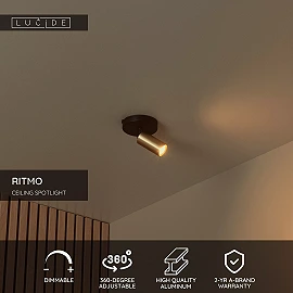 RITMO ceiling spotlight 1xGU10 (MR11) matt gold / brass (Lucide)