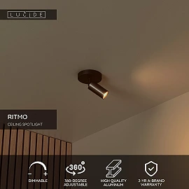RITMO ceiling spotlight 1xGU10 (MR11) coffee (Lucide)