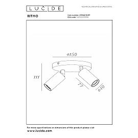 RITMO ceiling spotlight 2xGU10 (MR11) coffee (Lucide)
