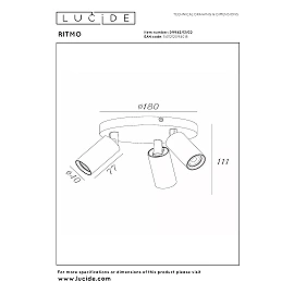 RITMO ceiling spotlight 3xGU10 (MR11) matt gold / brass (Lucide)