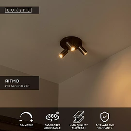 RITMO ceiling spotlight 3xGU10 (MR11) coffee (Lucide)