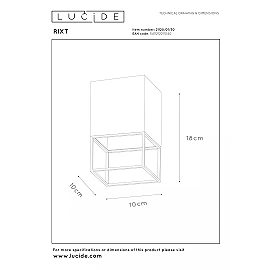 RIXT griestu lampa 10 x 10 cm 1 x E27 melna/misiņa (Lucide)