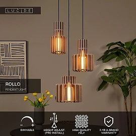 ROLLO Pendant light 3x40W E27 taupe (Lucide)