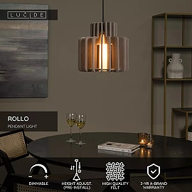 ROLLO Pendant light 1x40W E27 taupe (Lucide)