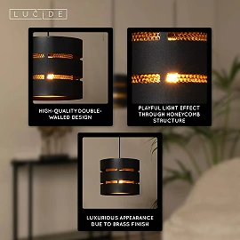 ROSAS piekaramā lampa 130 cm 3 x E27 melna (Lucide)