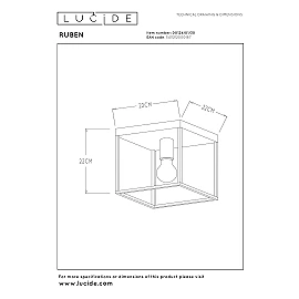 RUBEN Flush ceiling light 1x40W E27 Black (Lucide)