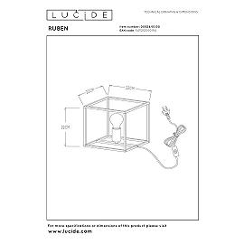 RUBEN Table lamp 1x40W E27 black (Lucide)