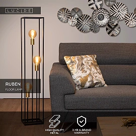 RUBEN Floor lamp 3x40W E27 Black (Lucide)