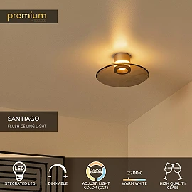 SANTIAGO griestu lampa Ø23 cm LED 10W CCT dzintara (Lucide)