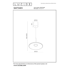 SANTIAGO piekaramā lampa Ø32 cm LED 16W CCT dzintara (Lucide)