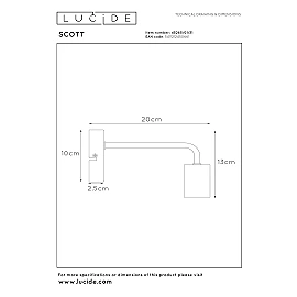 SCOTT wall light 1xE27 40 W white (Lucide)