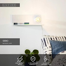 SEBO sienas/gultas lampa 1 x 40 W E27 balta (Lucide)