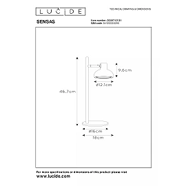 SENSAS galda lampa Ø18 cm 1x12W balta (Lucide)