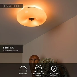 SENTINO flush ceiling light G9 orange (Lucide)