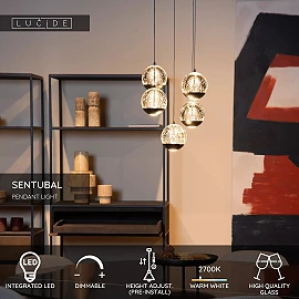 SENTUBAL pendant light Ø35 cm LED 5 x 5.2 W 2700K black (Lucide)