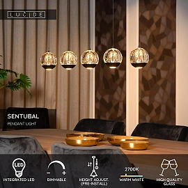 SENTUBAL piekaramā lampa 95 cm LED 5 x 5,3 W 2700K melna (Lucide)