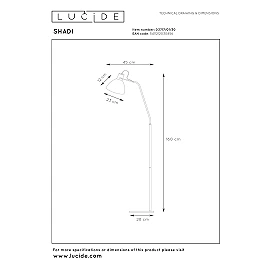SHADI floor reading lamp 1 x 60 W E27 black (Lucide)