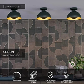 SIEMON flush ceiling light Ø 25 cm 1xE27 green (Lucide)