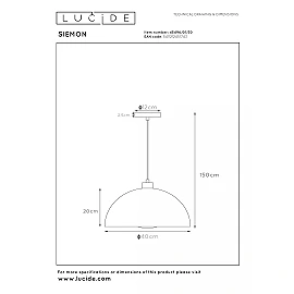 SIEMON pendant light Ø 40 cm 1xE27 black (Lucide)