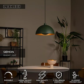 SIEMON pendant light Ø 40 cm 1xE27 green (Lucide)
