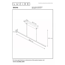 SIGMA piekaramā lampa 118,5 cm LED 30W 2700K balta (Lucide)