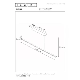SIGMA pendant light 147.7 cm LED 36W 2700K white (Lucide)