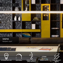 SIGMA pendant light 147.7 cm LED 36W 2700K white (Lucide)