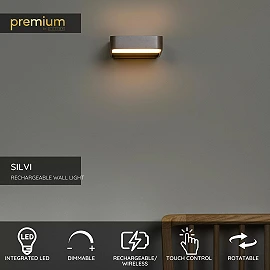 SILVI uzlādējama sienas/galda lampa LED 3,7W kafijas krāsā (Lucide)
