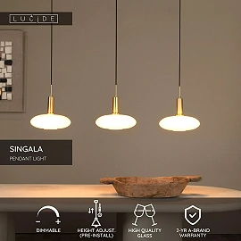 SINGALA Pendant light 3xE27 matt gold / brass (Lucide)