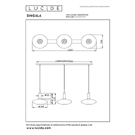 SINGALA Pendant light 3xE27 matt gold / brass (Lucide)