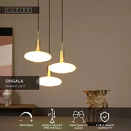 SINGALA Pendant light Ø55 cm 3xE27 matt gold / brass (Lucide)