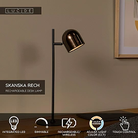 SKANSKA RECH uzlādējama galda lampa LED 1x3 W 3000-6000K kafijas brūna (Lucide)