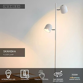 SKANSKA stāvlampa LED 2x5 W 3000K balta (Lucide)