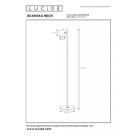SKANSKA RECH uzlādējama stāvlampa LED 1x3 W 3000-6000K pelēka dzelzs (Lucide)