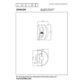 SPENCER wall light 1xE27 40 W grey (Lucide)