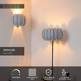 SPENCER wall light 1xE27 40 W grey (Lucide)