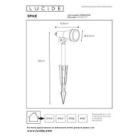 SPIKE garden spotlight 1x5W GU10 black (Lucide)