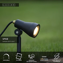 SPIKE garden spotlight 1x5W GU10 black (Lucide)