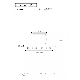 SURTUS pendant light 6xE27 black (Lucide)