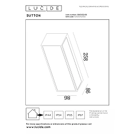 SUTTON solar LED outdoor wall light with dusk sensor 1 x 1.5 W 2700K–3000K black (Lucide)
