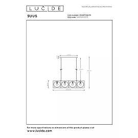 SUUS Pendant light 4x40W E27 Black (Lucide)
