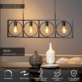 SUUS Pendant light 4x40W E27 Black (Lucide)